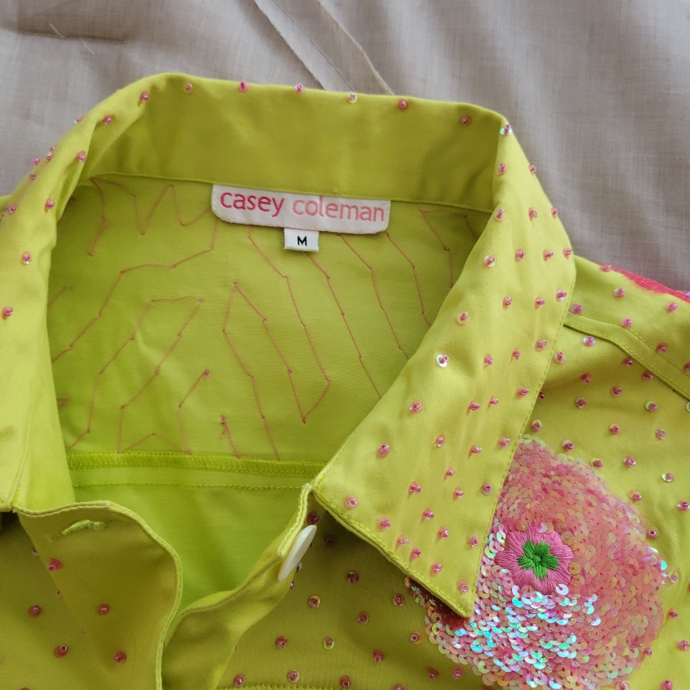 Casey Coleman Apple Green Pink Sequinned Jacket